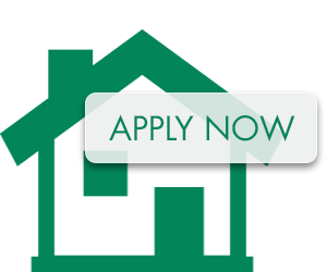 Green house with Apply Now lettering