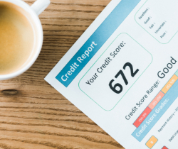 Credit report with score of 672 
